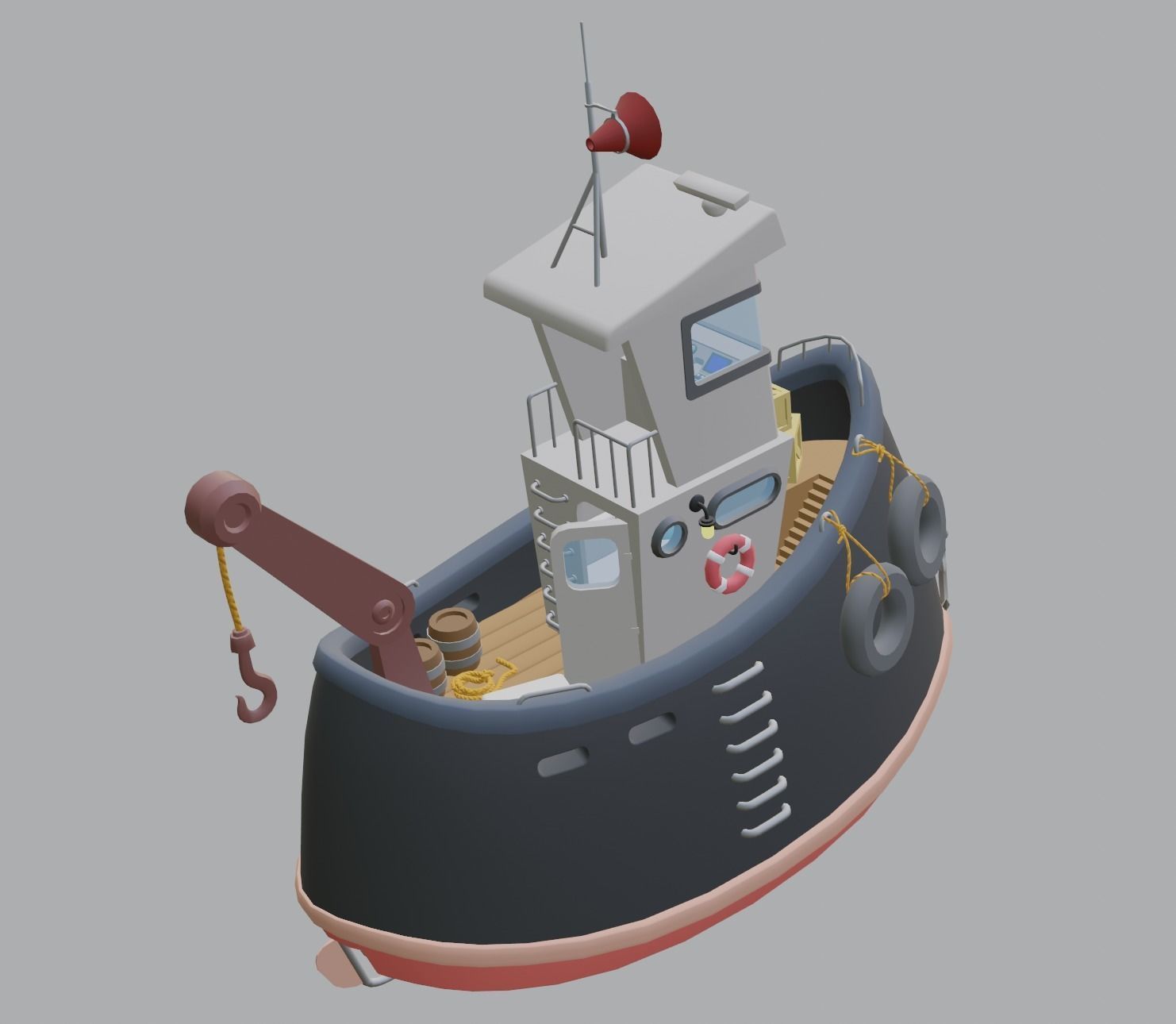 stylized fishing boat Low-poly 3D model_15