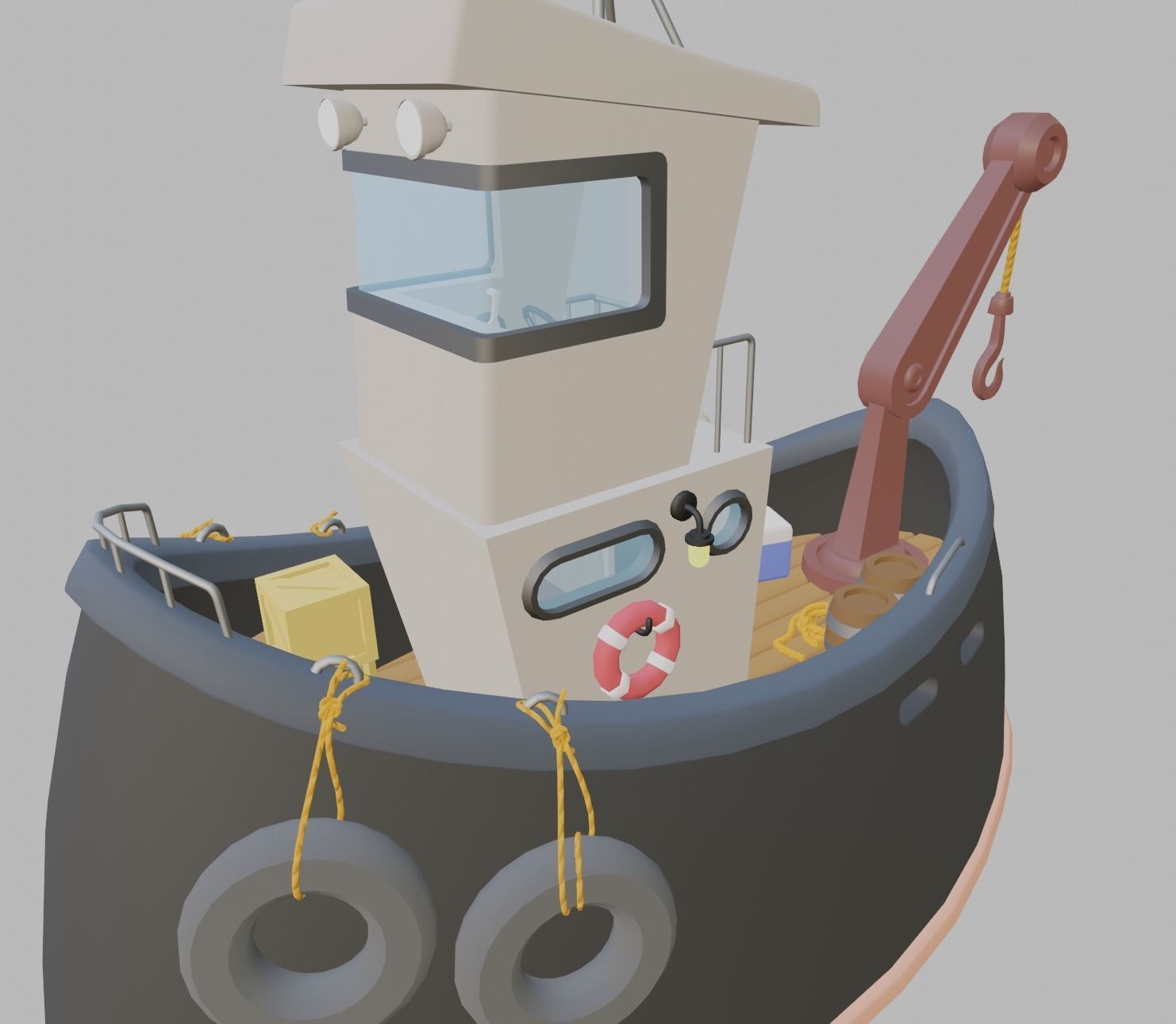 stylized fishing boat Low-poly 3D model_12