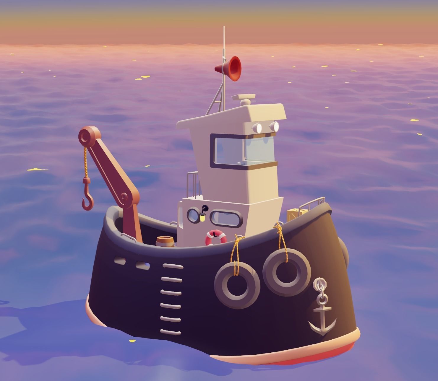 stylized fishing boat Low-poly 3D model_23