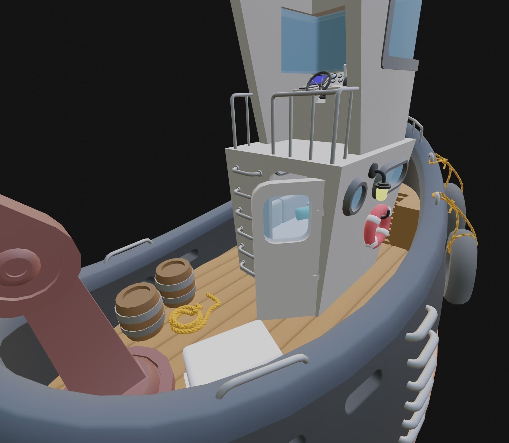 stylized fishing boat Low-poly 3D model_18
