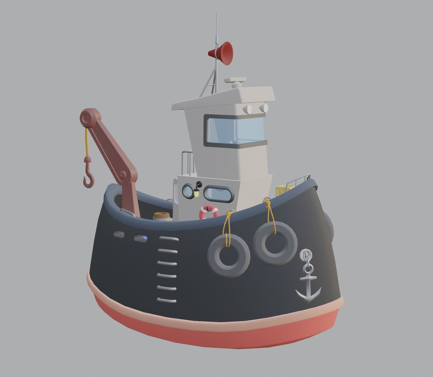 stylized fishing boat Low-poly 3D model_2