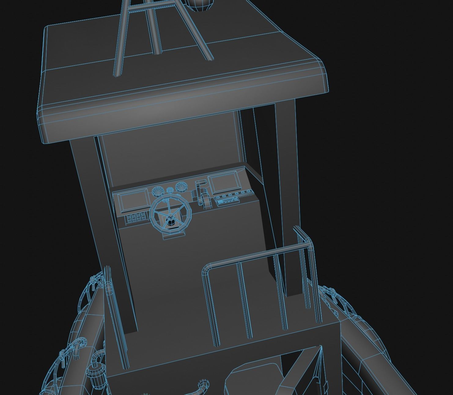 stylized fishing boat Low-poly 3D model_21