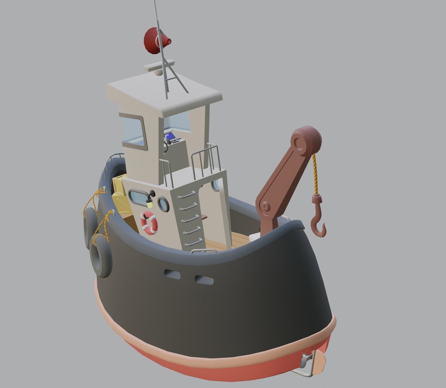 stylized fishing boat Low-poly 3D model_10