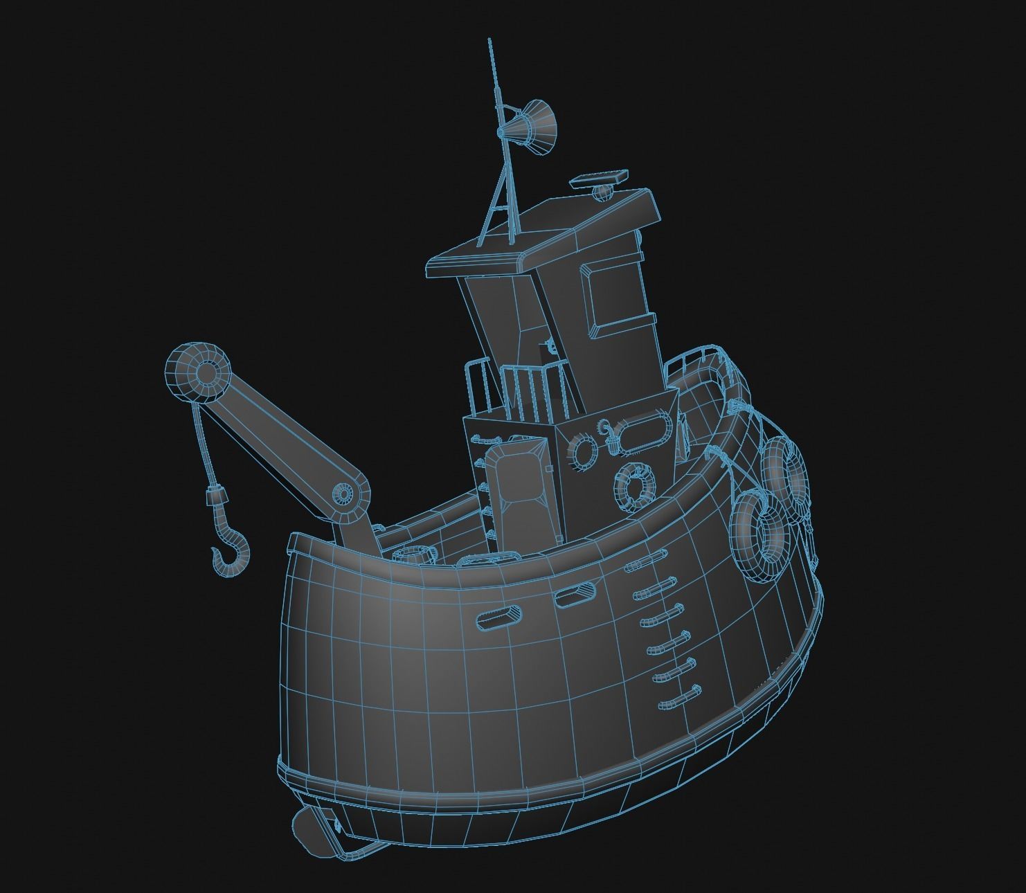 stylized fishing boat Low-poly 3D model_16