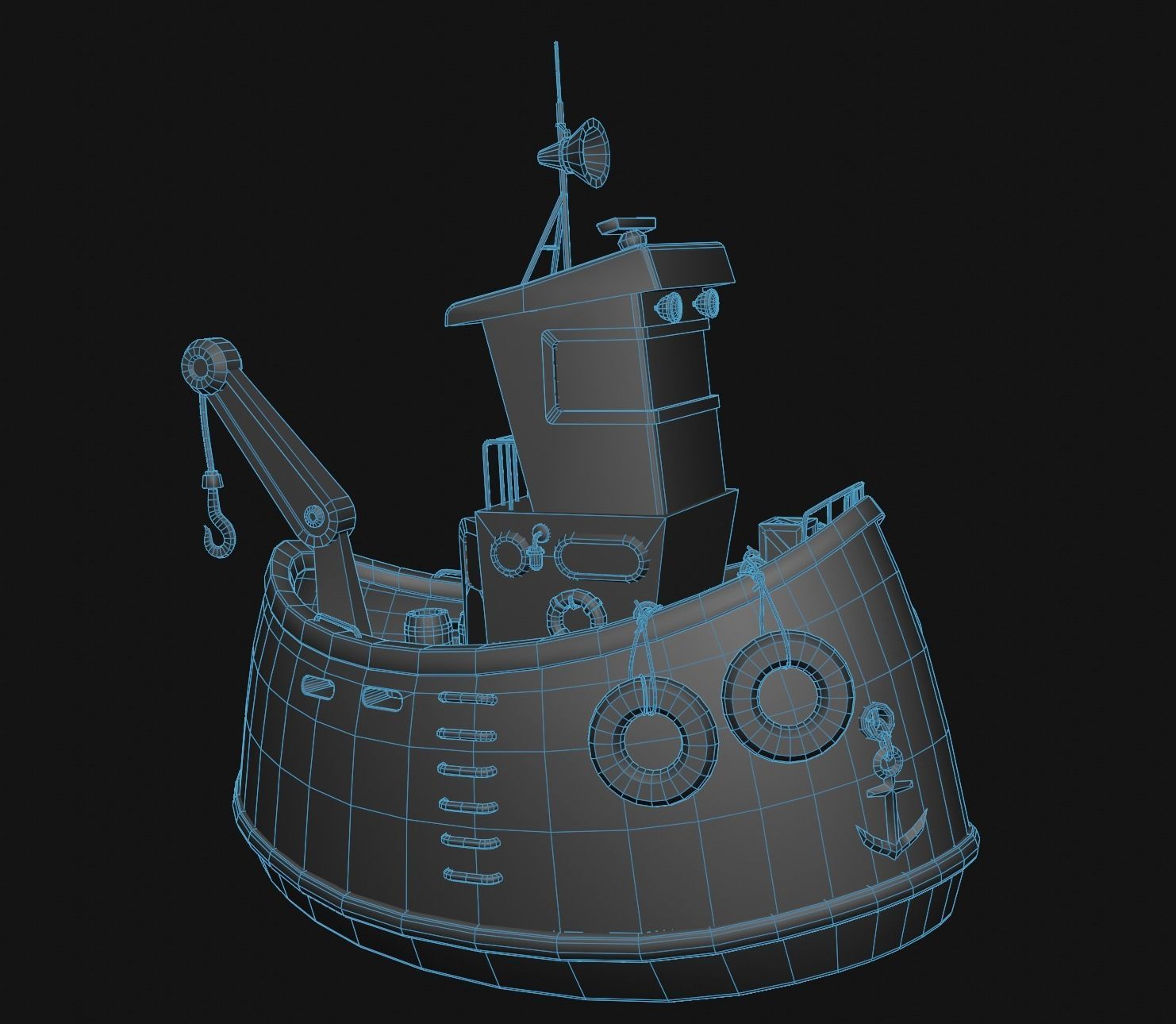 stylized fishing boat Low-poly 3D model_19