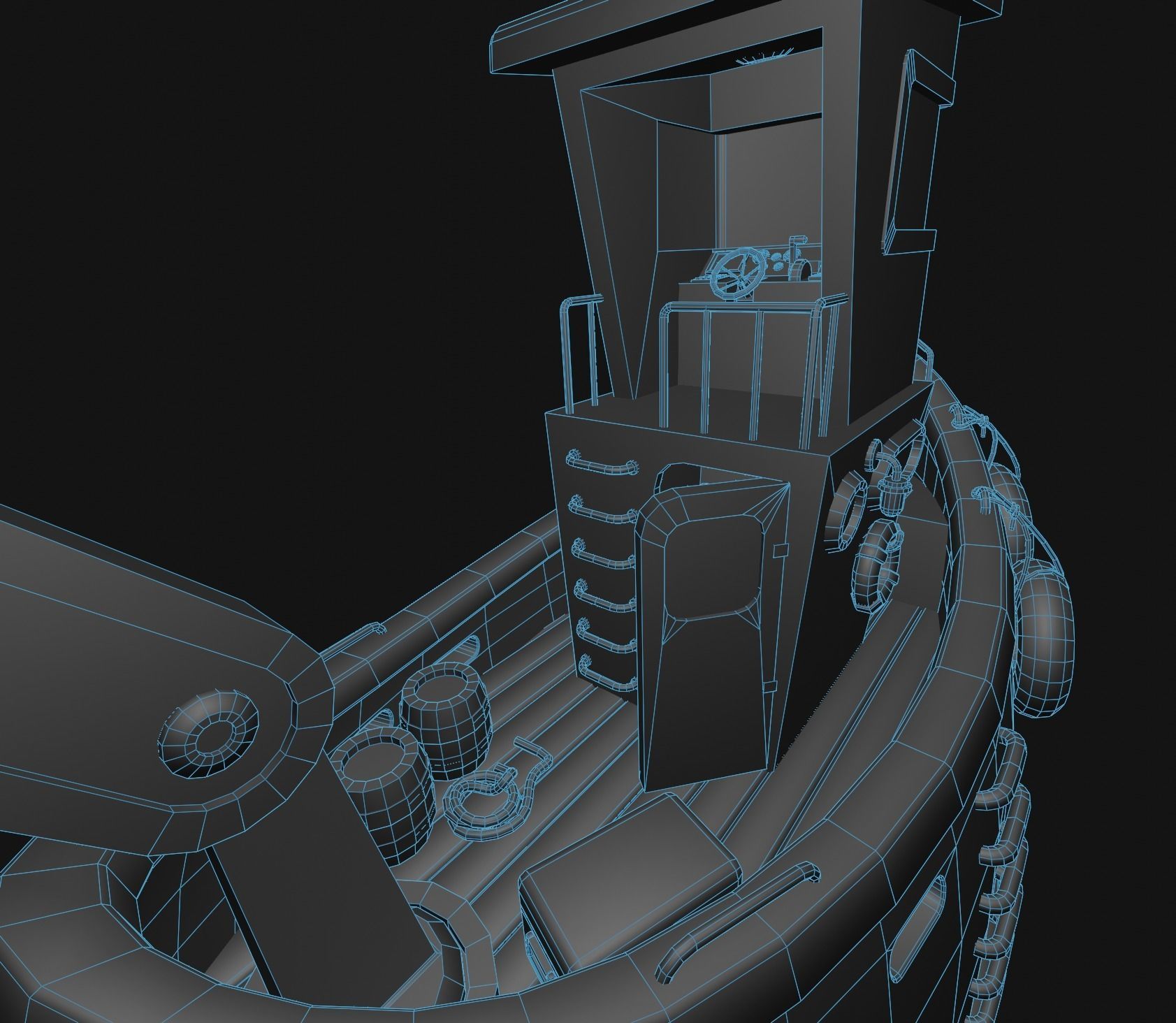 stylized fishing boat Low-poly 3D model_20