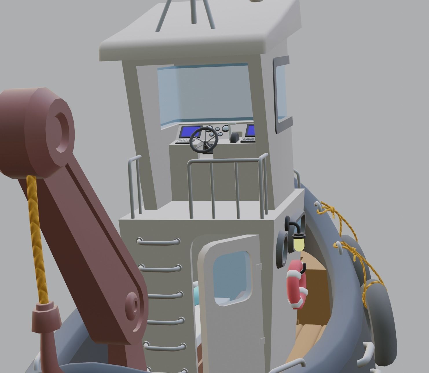 stylized fishing boat Low-poly 3D model_5