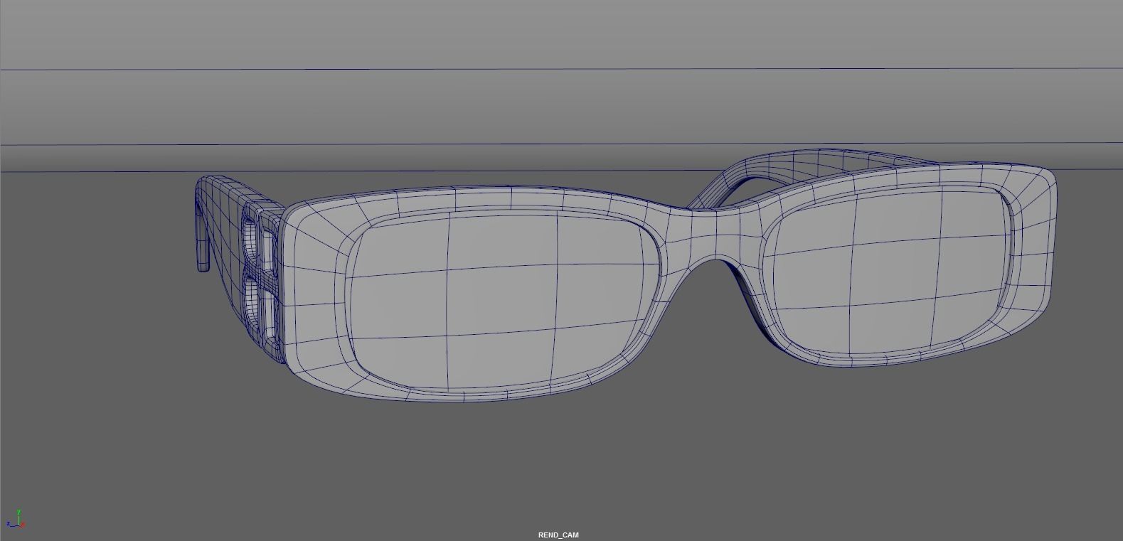 Balenciaga Dynasty Rectangle sunglasses  Low-poly 3D model_9