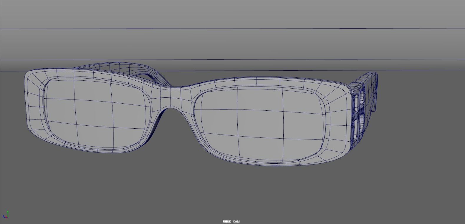 Balenciaga Dynasty Rectangle sunglasses  Low-poly 3D model_1