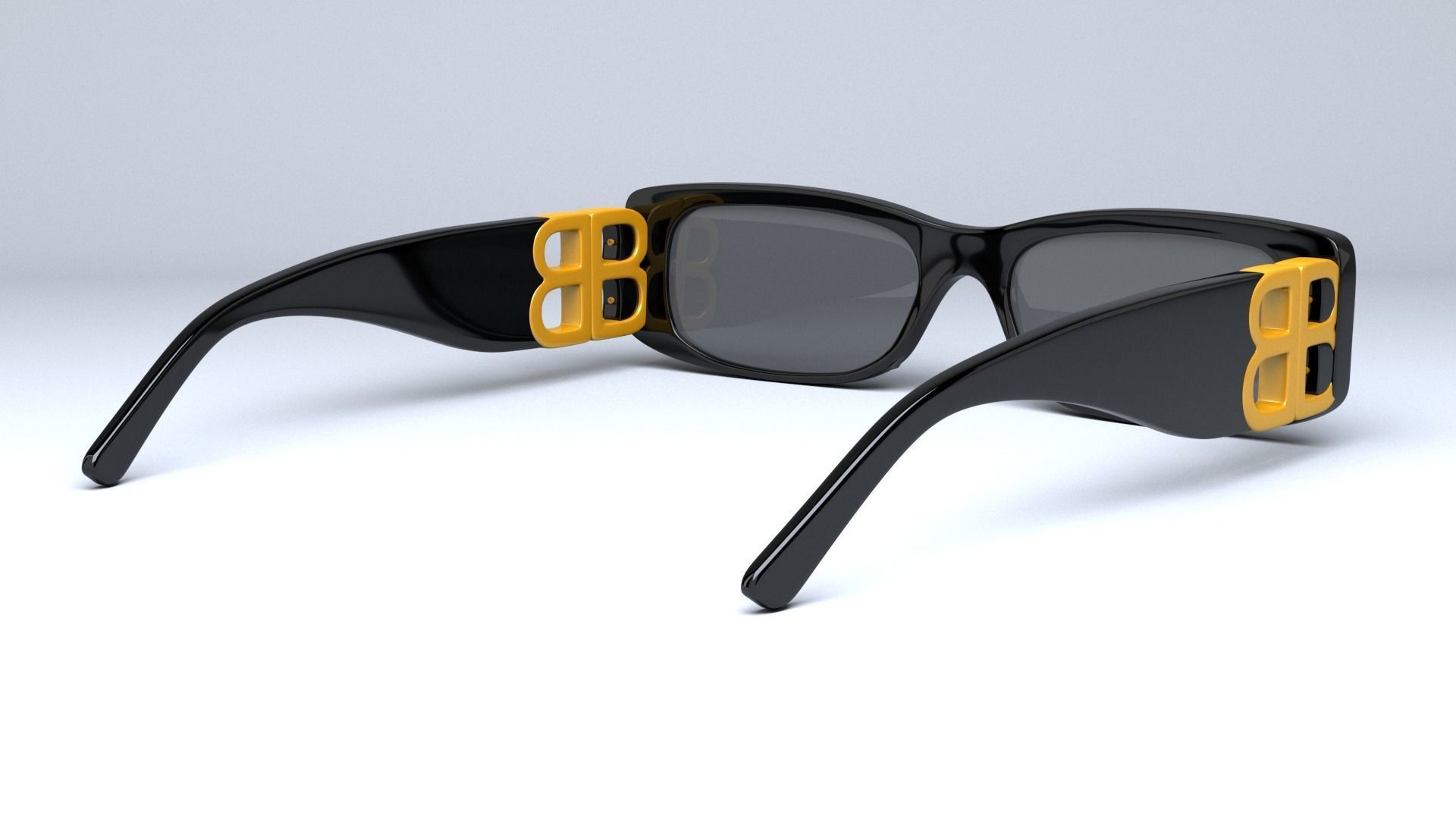 Balenciaga Dynasty Rectangle sunglasses  Low-poly 3D model_12