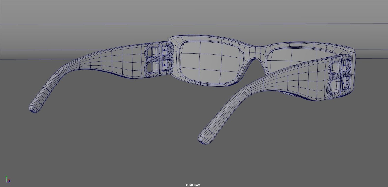 Balenciaga Dynasty Rectangle sunglasses  Low-poly 3D model_13