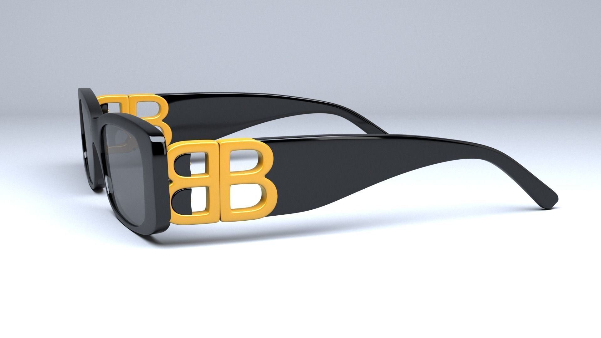 Balenciaga Dynasty Rectangle sunglasses  Low-poly 3D model_4