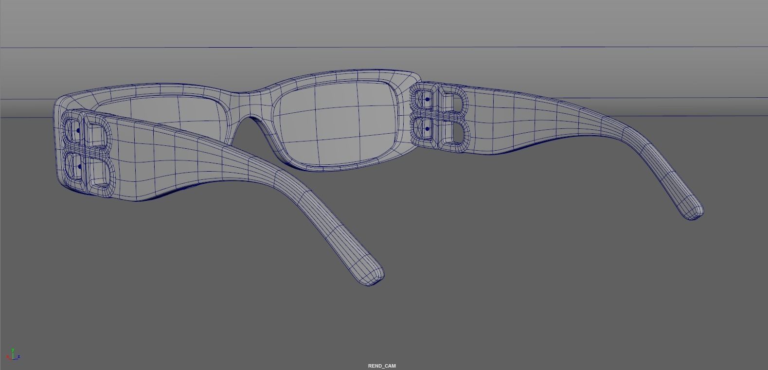 Balenciaga Dynasty Rectangle sunglasses  Low-poly 3D model_7