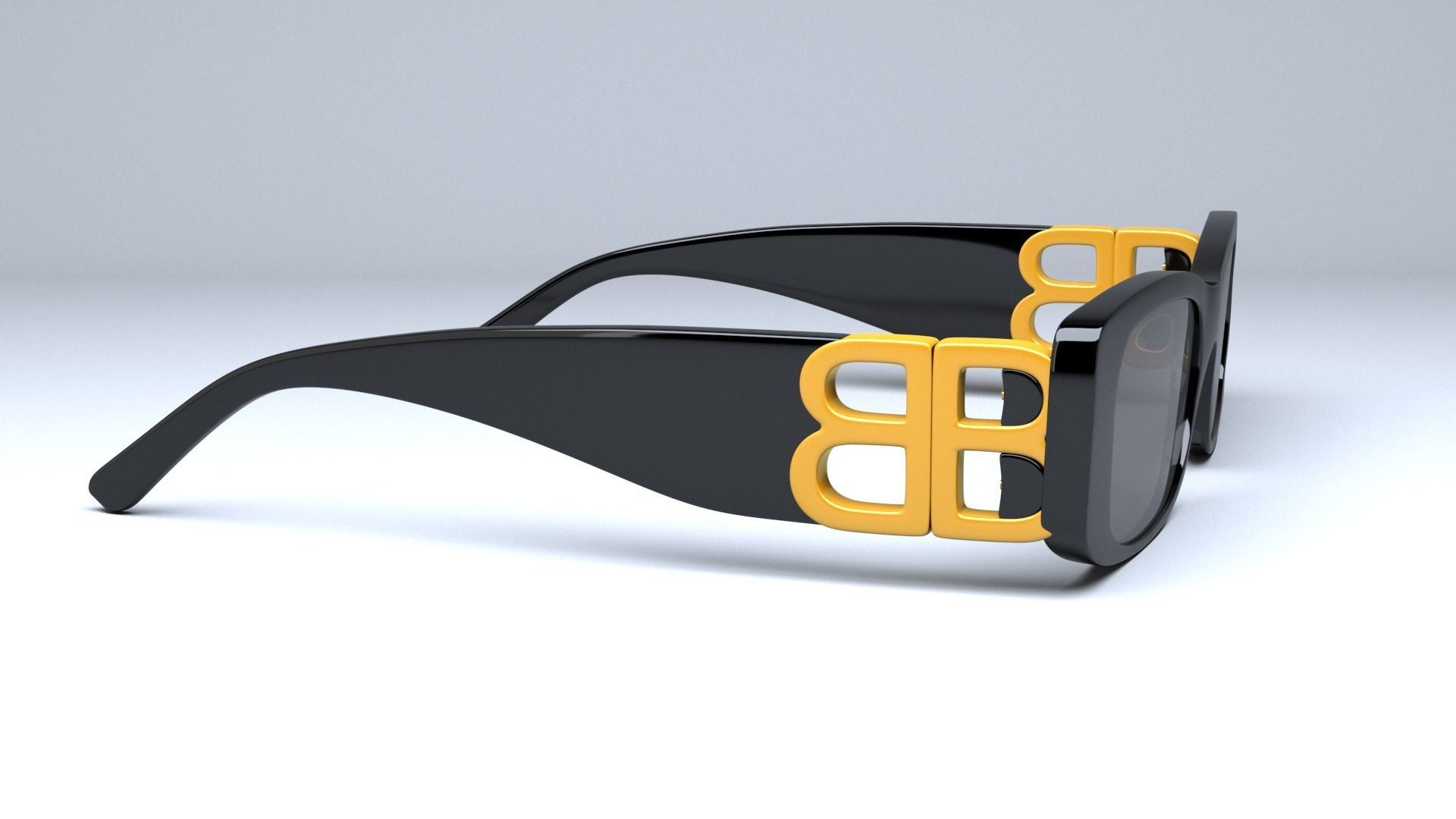 Balenciaga Dynasty Rectangle sunglasses  Low-poly 3D model_10