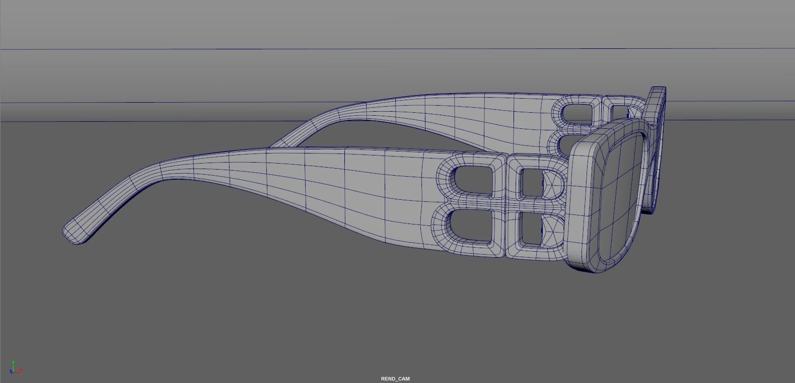 Balenciaga Dynasty Rectangle sunglasses  Low-poly 3D model_11