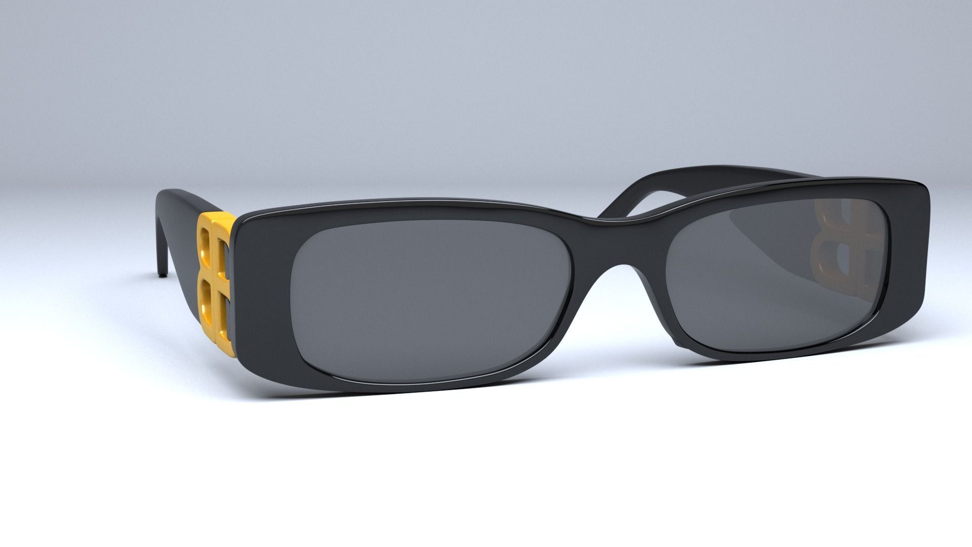 Balenciaga Dynasty Rectangle sunglasses  Low-poly 3D model_8