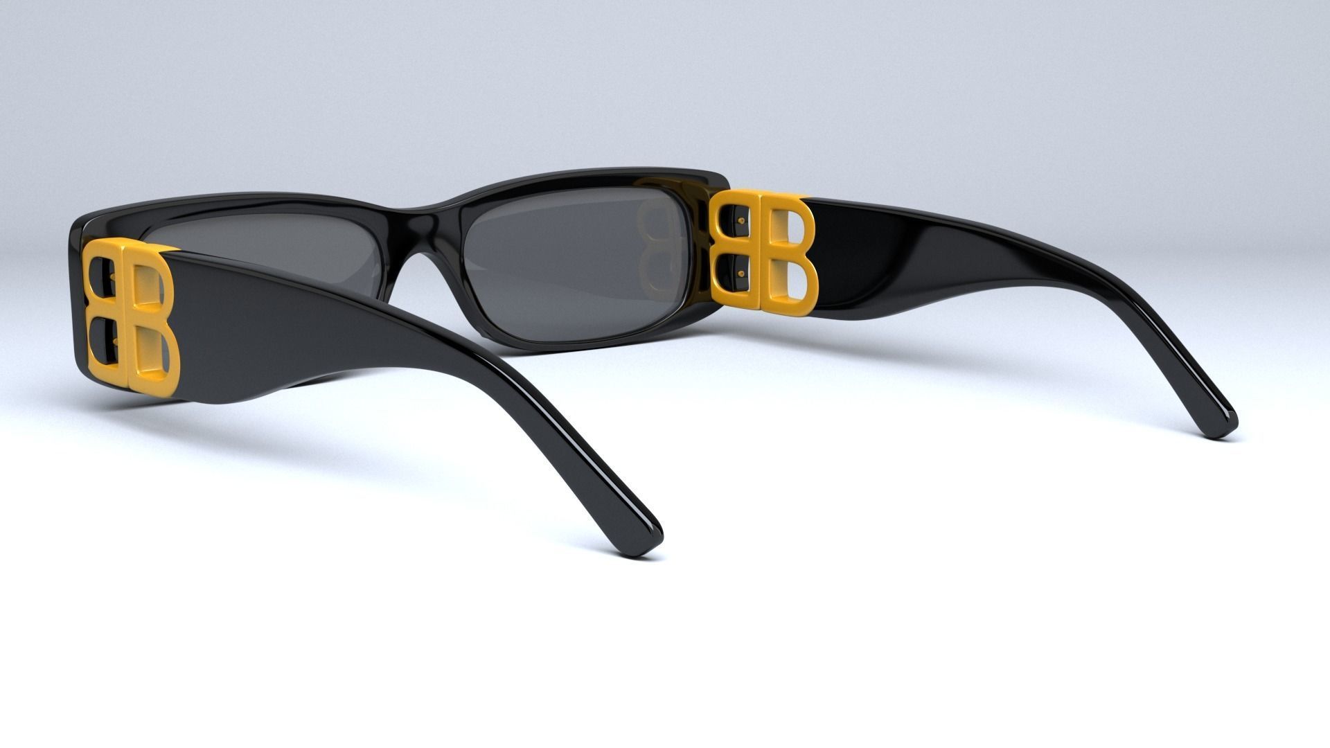 Balenciaga Dynasty Rectangle sunglasses  Low-poly 3D model_6