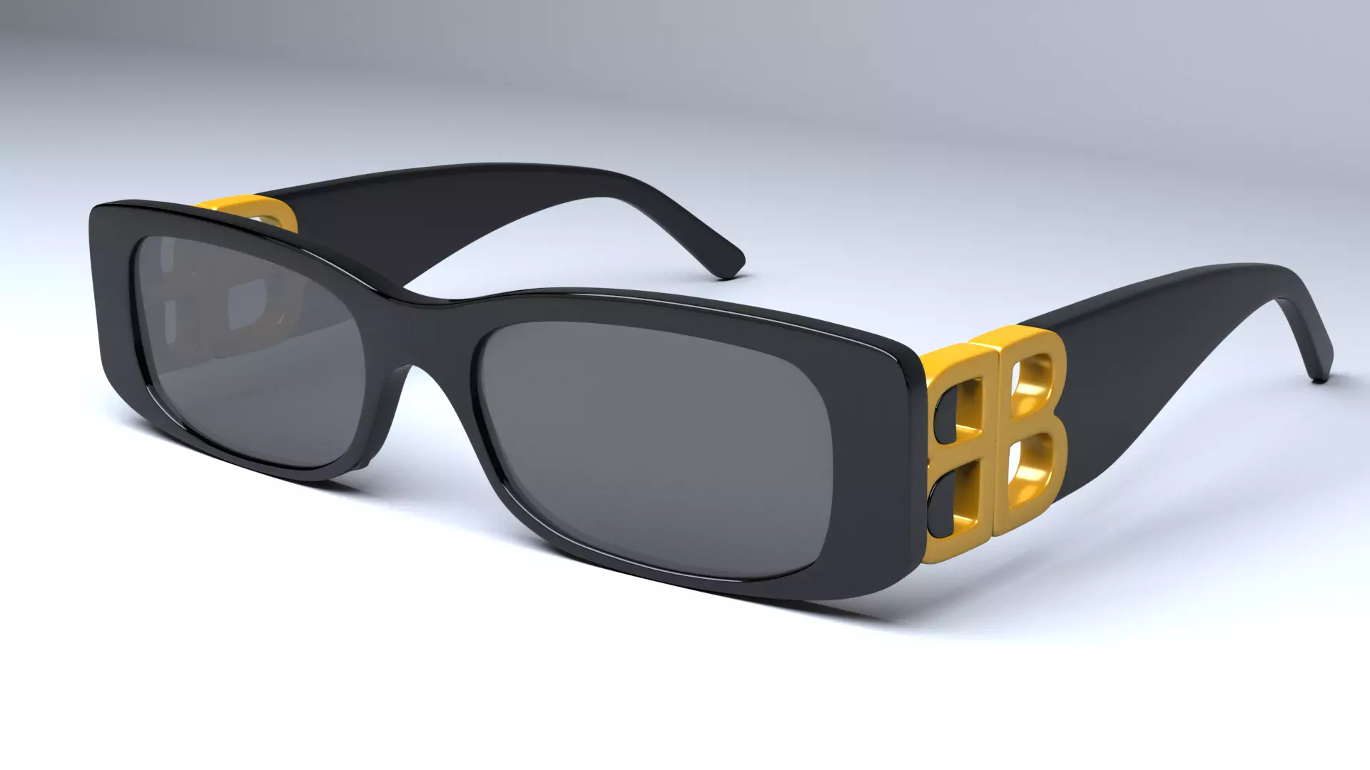 Balenciaga Dynasty Rectangle sunglasses  Low-poly 3D model_0