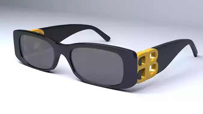 Balenciaga Dynasty Rectangle sunglasses  Low-poly 3D model