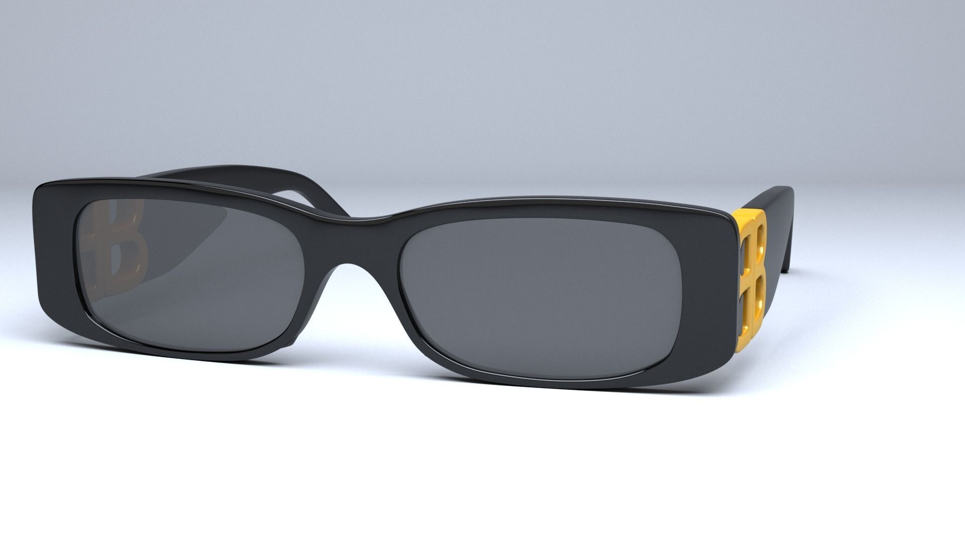 Balenciaga Dynasty Rectangle sunglasses  Low-poly 3D model_14