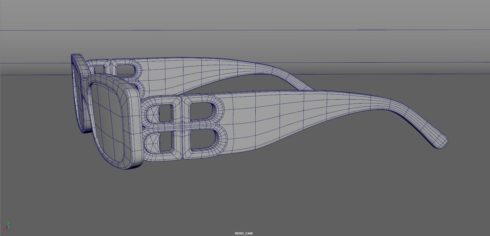 Balenciaga Dynasty Rectangle sunglasses  Low-poly 3D model_5