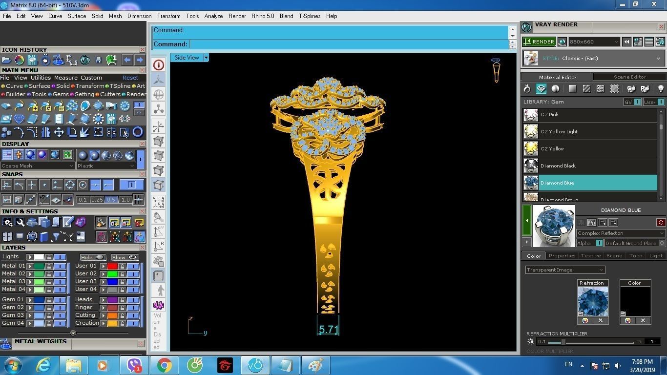 diamond bangle 1203 3D print model_4