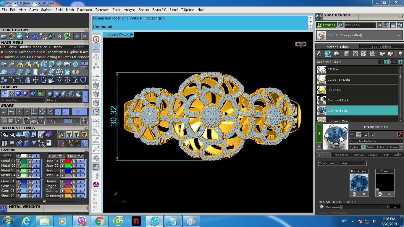 diamond bangle 1203 3D print model_3