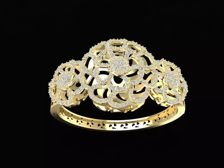 Filigree Floral Diamond Ring Design for Women 1203 3D print model