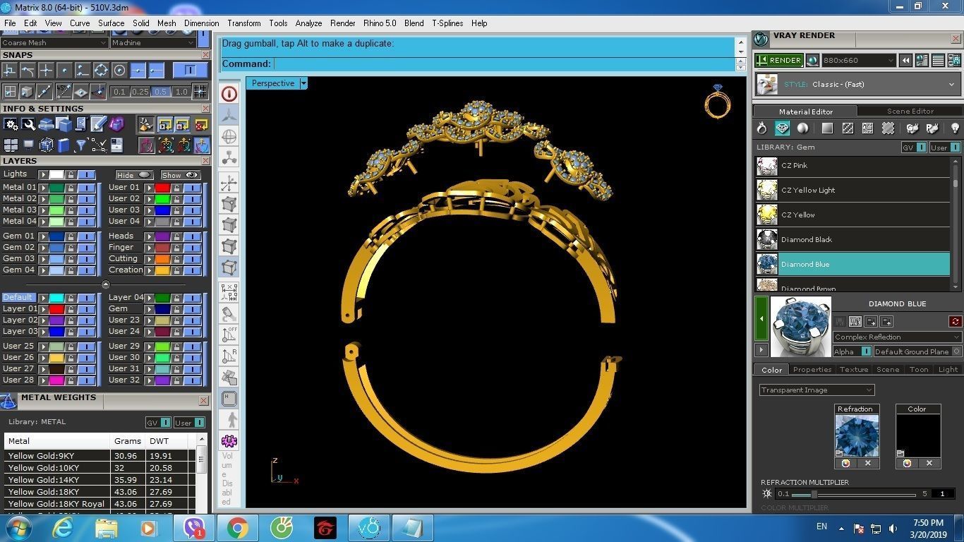 diamond bangle 1203 3D print model_2