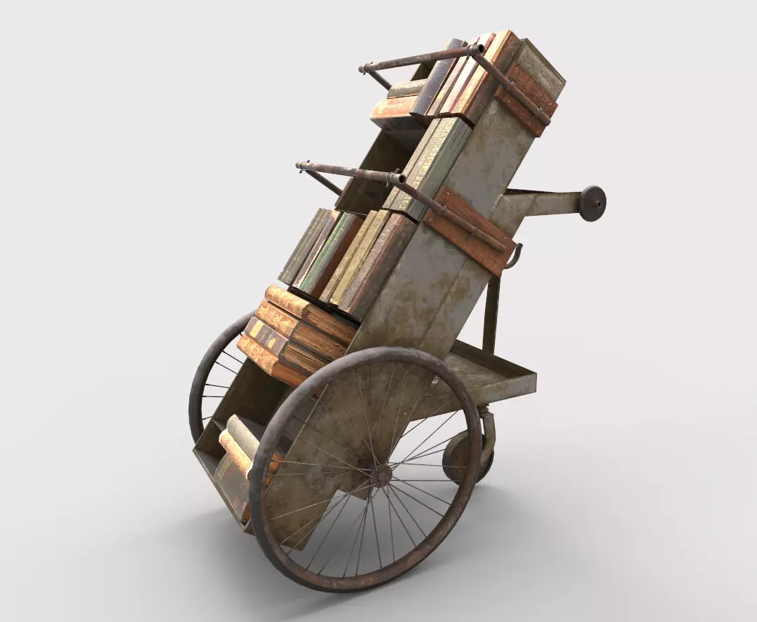 Old Book Cart 3D model