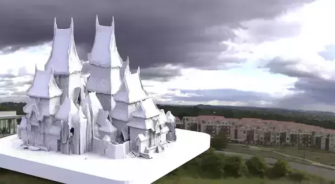 Japanese Fantasy temple large low res 3D model