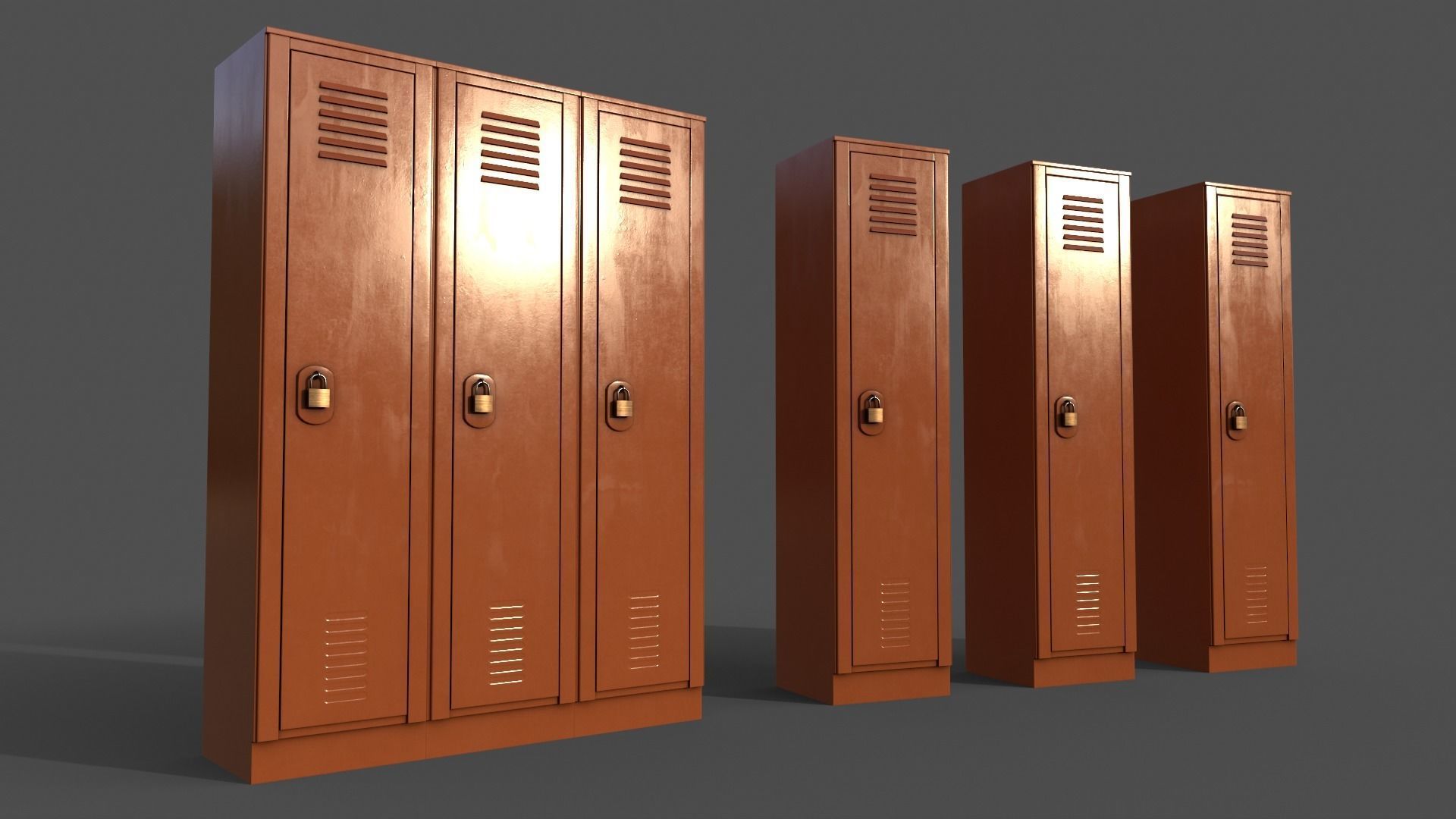 PBR School Gym Locker 01 - Multi color Pack 3D Model Collection_18