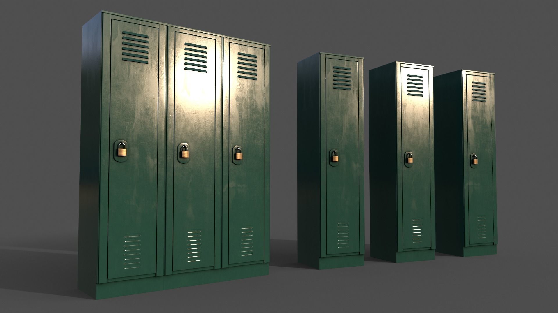 PBR School Gym Locker 01 - Multi color Pack 3D Model Collection_15