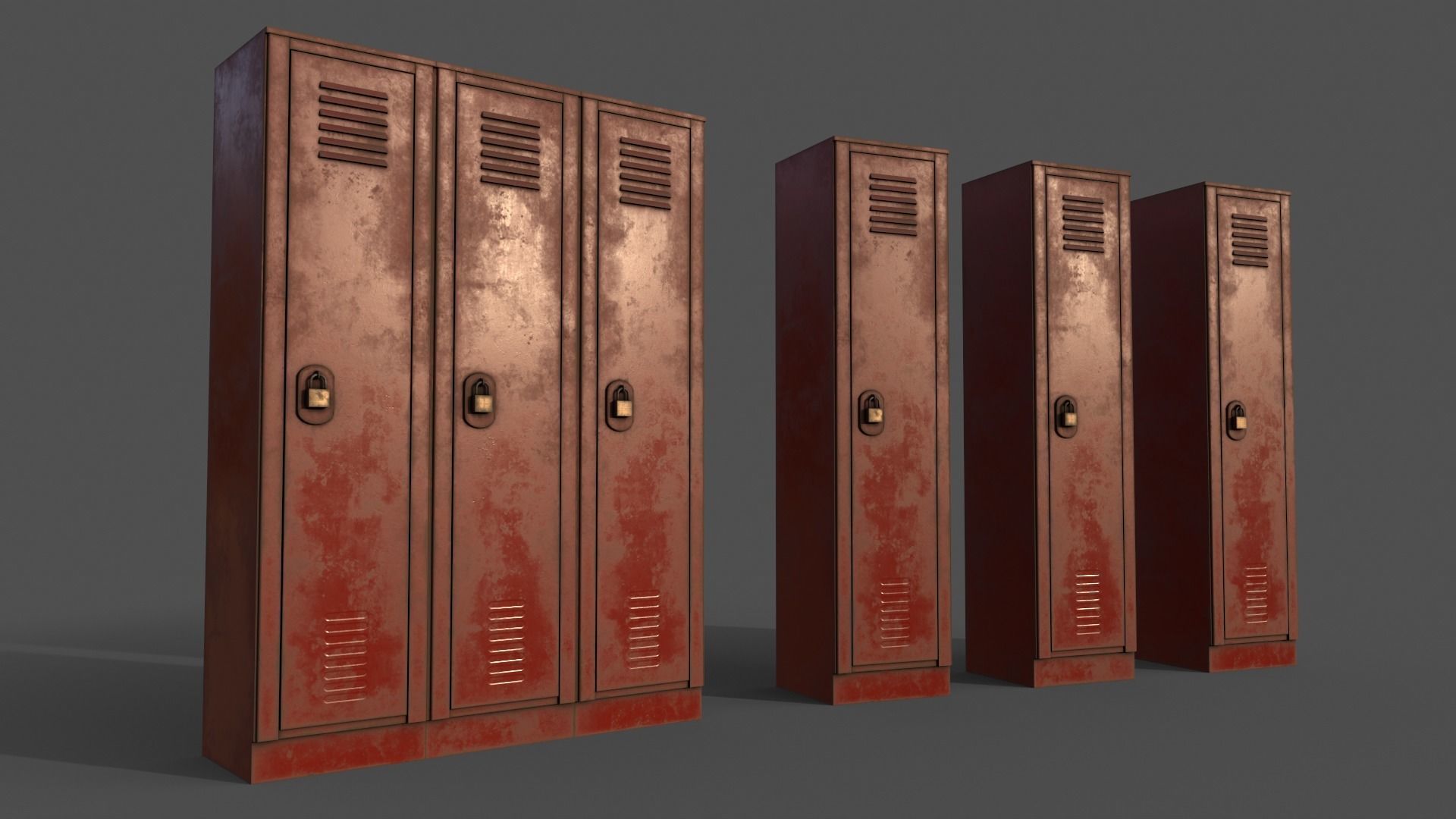 PBR School Gym Locker 01 - Multi color Pack 3D Model Collection_25