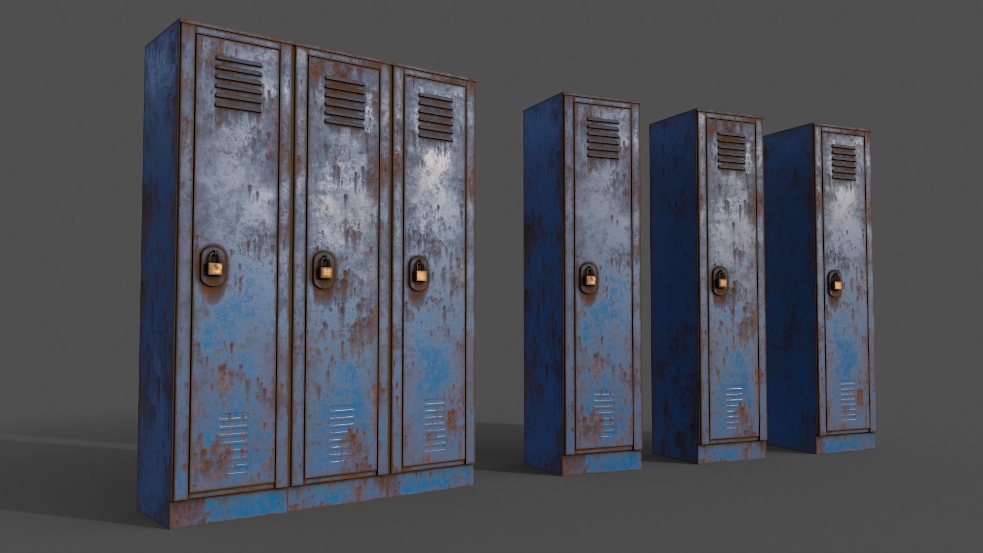 PBR School Gym Locker 01 - Multi color Pack 3D Model Collection_35