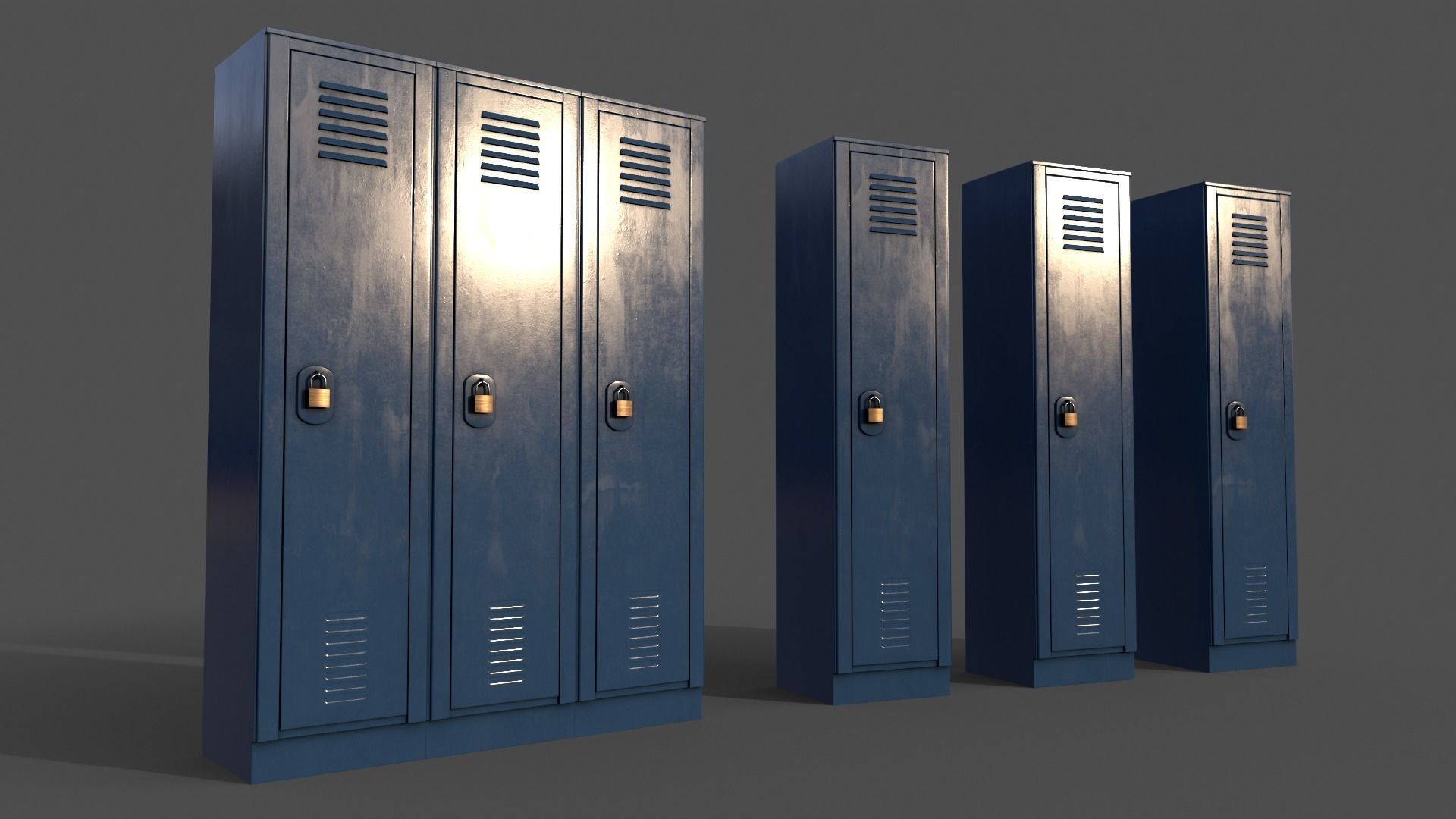 PBR School Gym Locker 01 - Multi color Pack 3D Model Collection_12