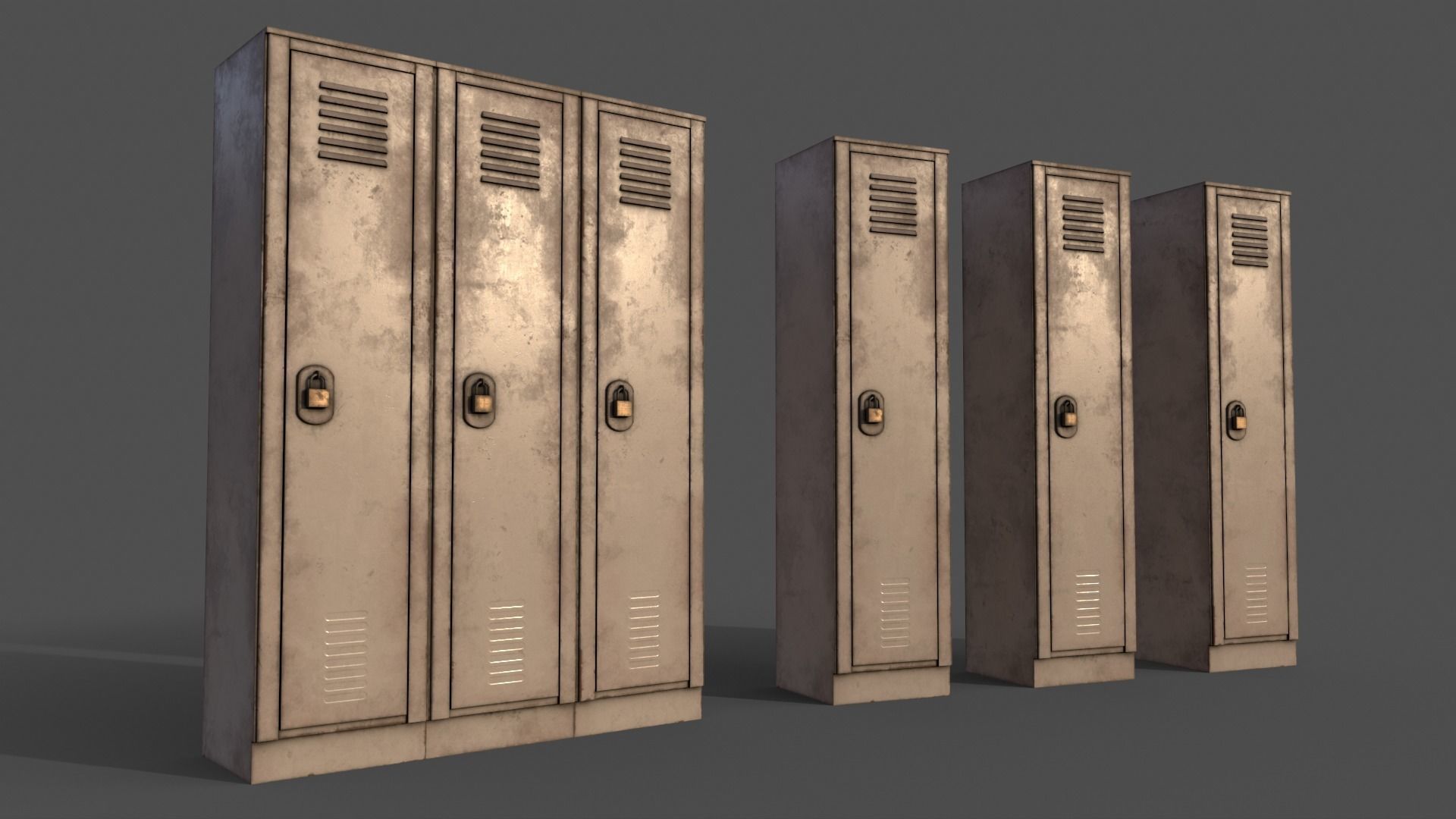 PBR School Gym Locker 01 - Multi color Pack 3D Model Collection_37