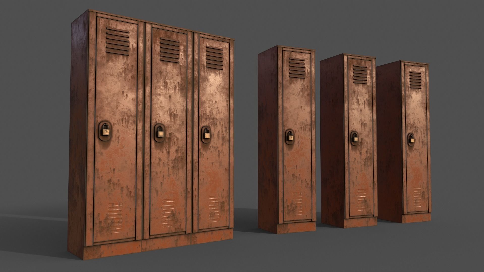 PBR School Gym Locker 01 - Multi color Pack 3D Model Collection_20