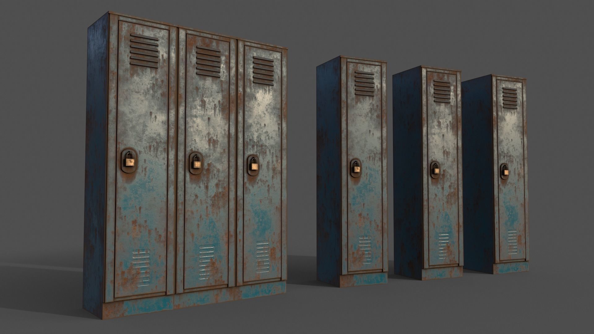 PBR School Gym Locker 01 - Multi color Pack 3D Model Collection_29