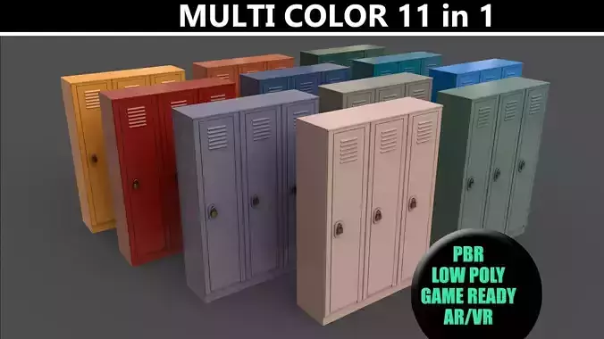 PBR School Gym Locker 01 - Multi color Pack 3D Model Collection