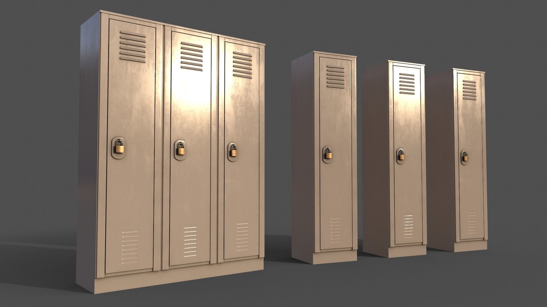 PBR School Gym Locker 01 - Multi color Pack 3D Model Collection_36