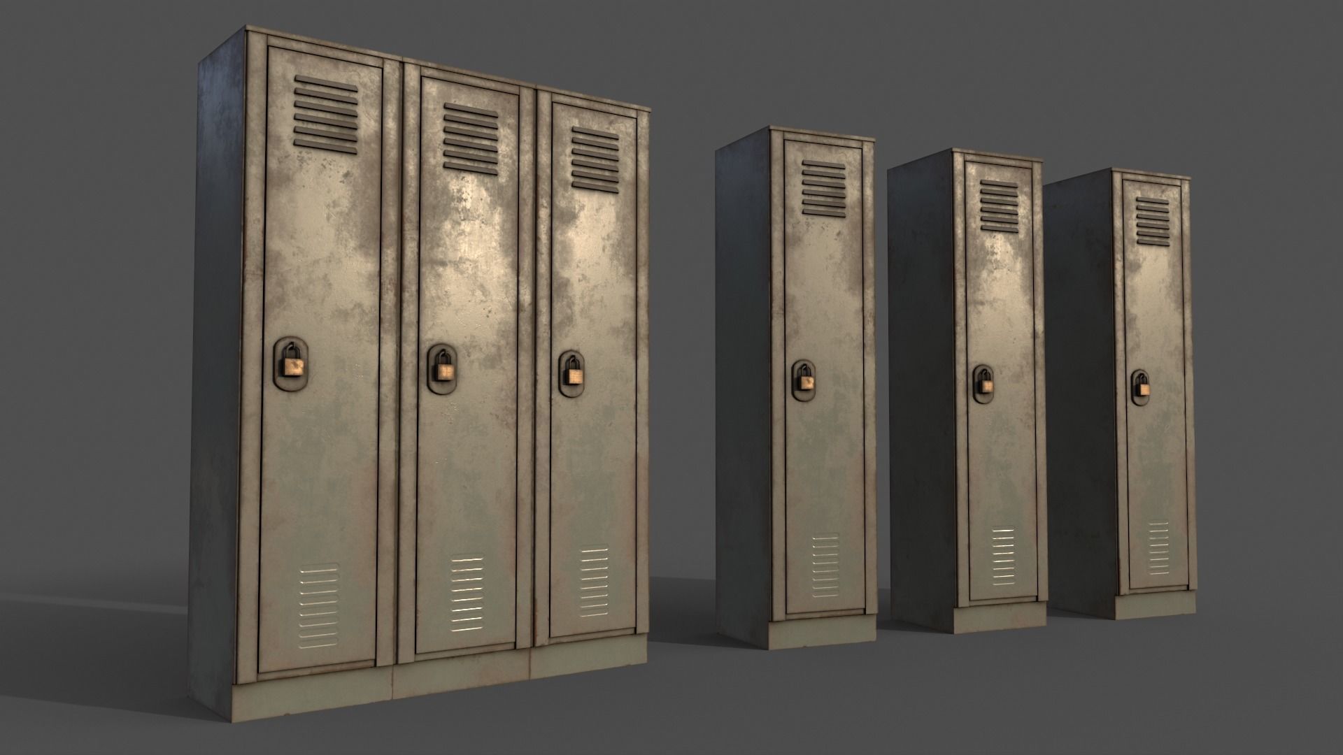 PBR School Gym Locker 01 - Multi color Pack 3D Model Collection_22