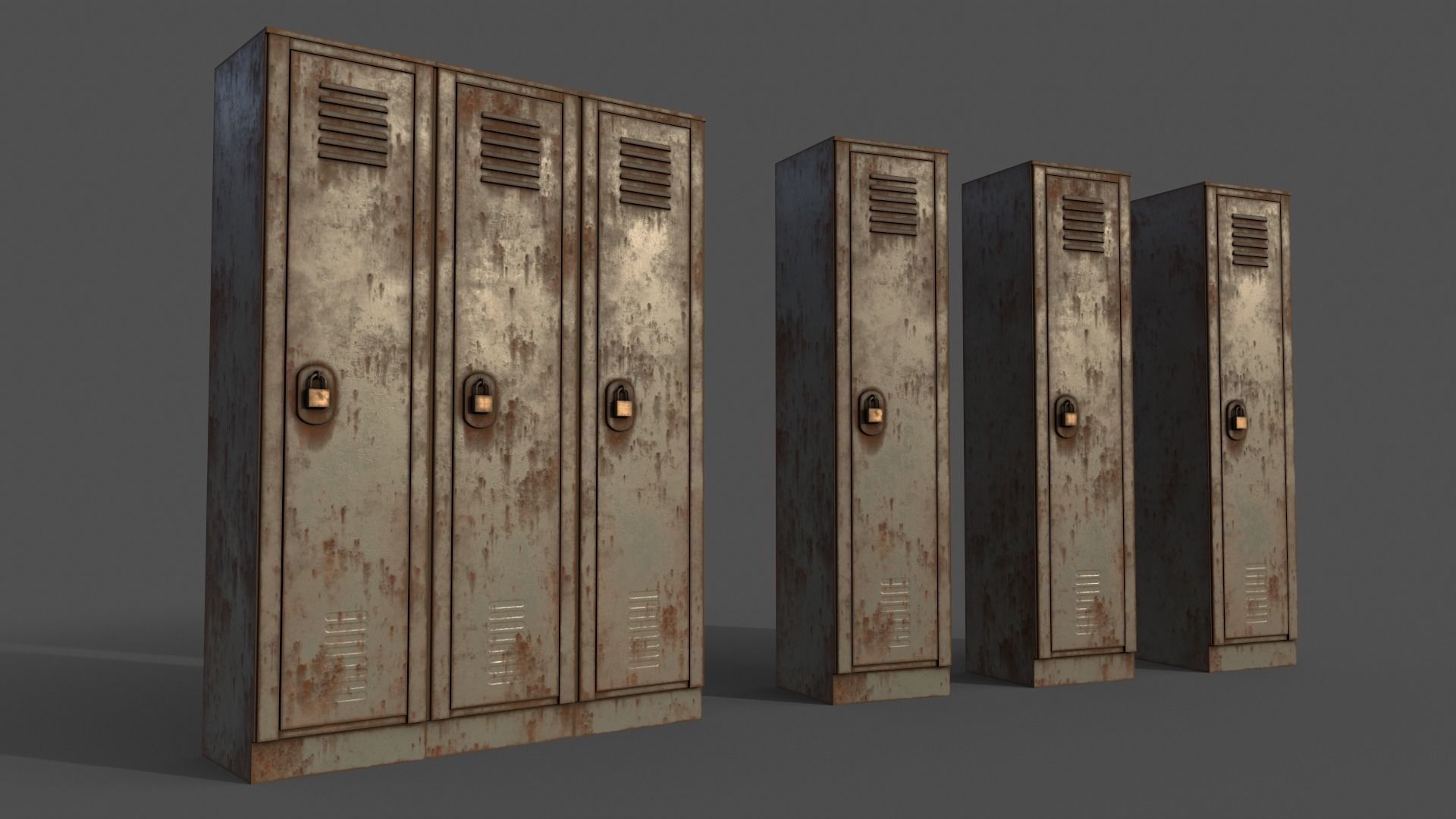 PBR School Gym Locker 01 - Multi color Pack 3D Model Collection_23