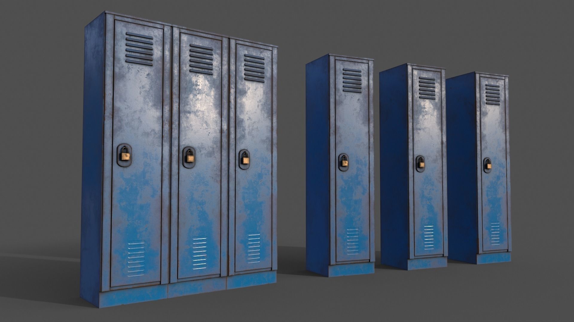 PBR School Gym Locker 01 - Multi color Pack 3D Model Collection_34