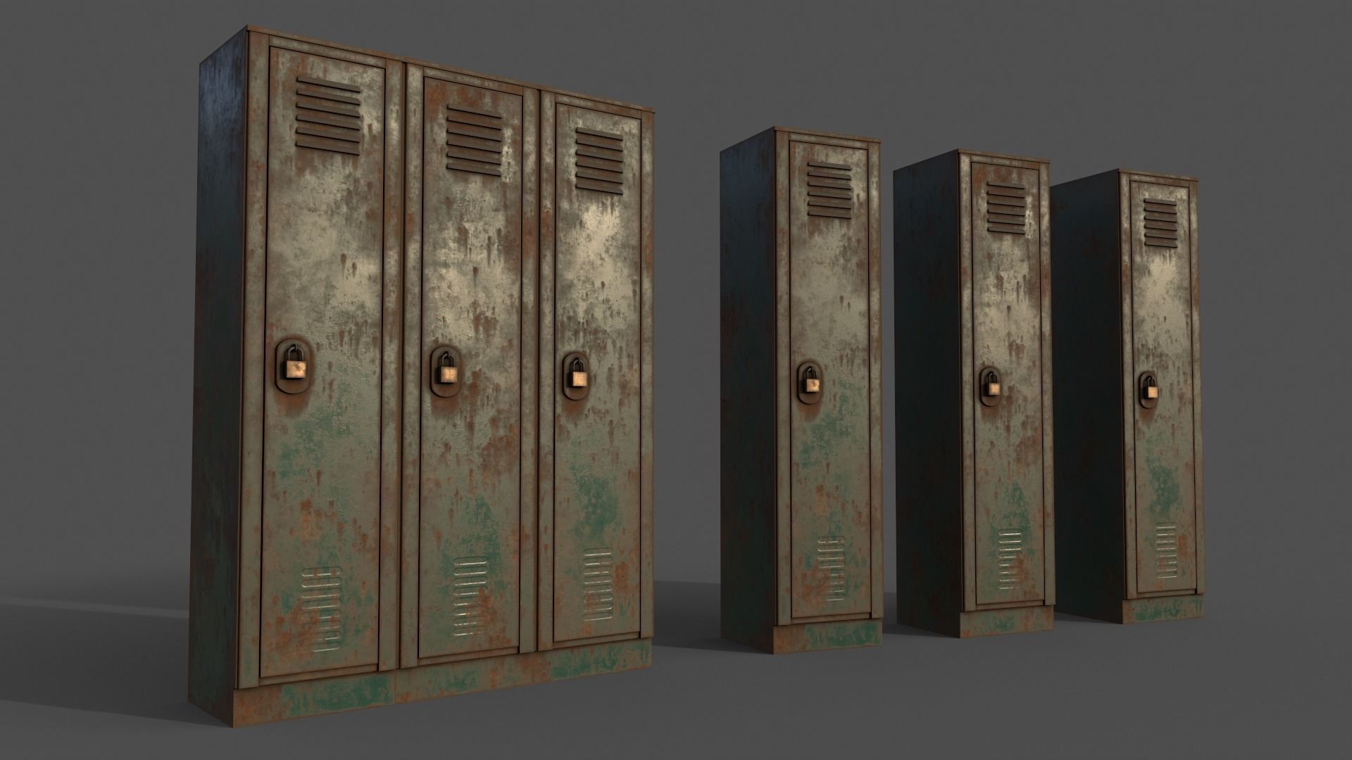 PBR School Gym Locker 01 - Multi color Pack 3D Model Collection_17