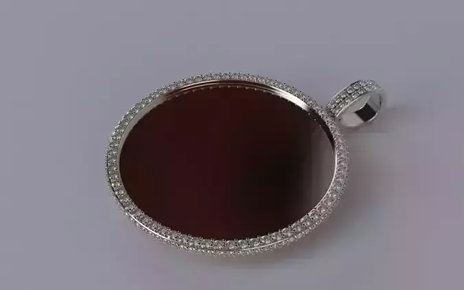 Picture Pendant -  2mm Top and Smaller Side Stones - XLARGE