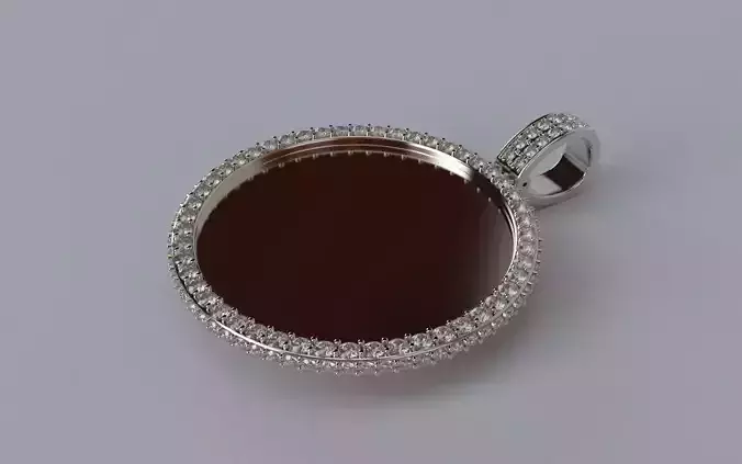 Picture Pendant -  2mm Top and Smaller Side Stones - MEDIUM