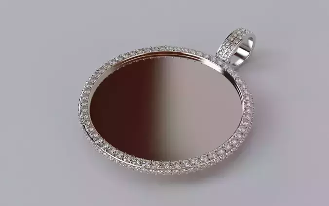 Picture Pendant -  2mm Top and Smaller Side Stones - Large