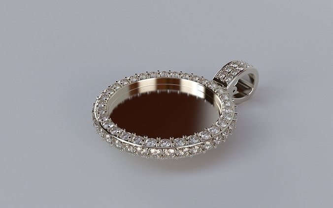 Picture Pendant -  2mm Top and Side Stones - XSMALL 3D print model
