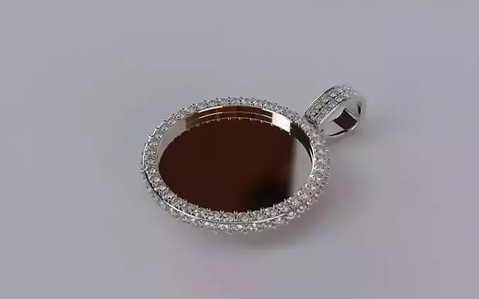 Picture Pendant -  2mm Top and Side Stones - SMALL